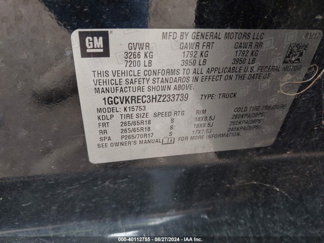Chevrolet Silverado 1500 2lt 2017 1GCVKREC3HZ233739 Image 9