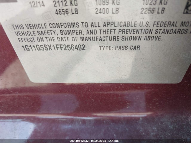Chevrolet Malibu 2lz 2015 1G11G5SX1FF256492 Image 9