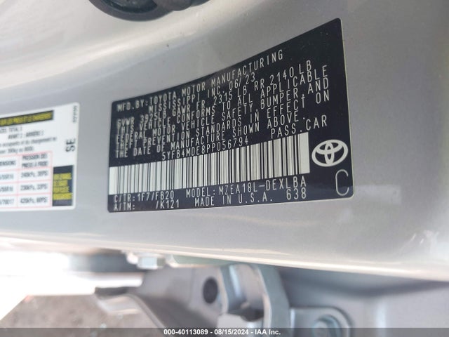 Toyota COROLLA LE 2023 5YFB4MDE8PP056794 Image 9