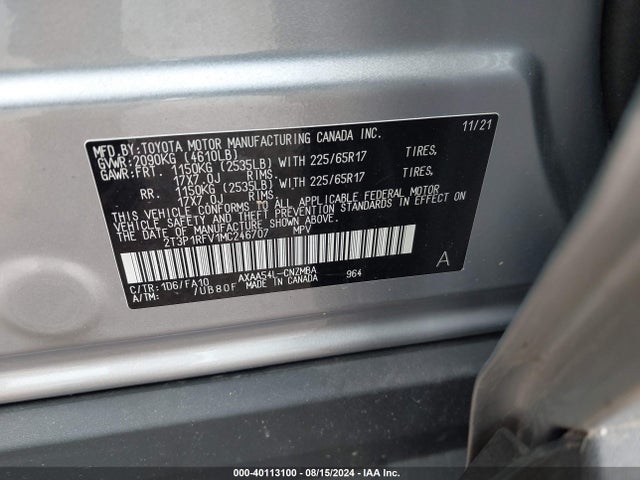 Toyota Rav4 Xle 2021 2T3P1RFV1MC246707 Image 9