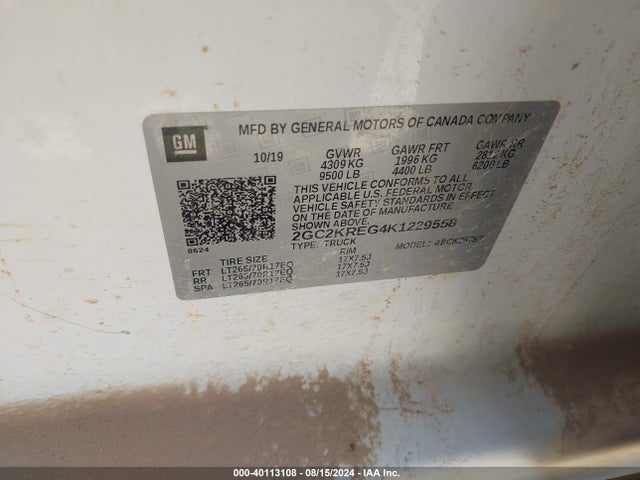 2GC2KREG4K1229558 Chevrolet Silverado 2500hd Wt