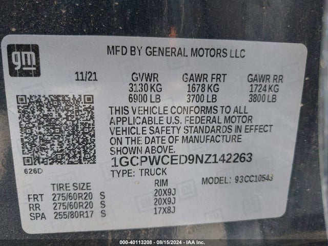 1GCPWCED9NZ142263 Chevrolet Silverado 1500 Ltd 2wd  Short Bed Lt