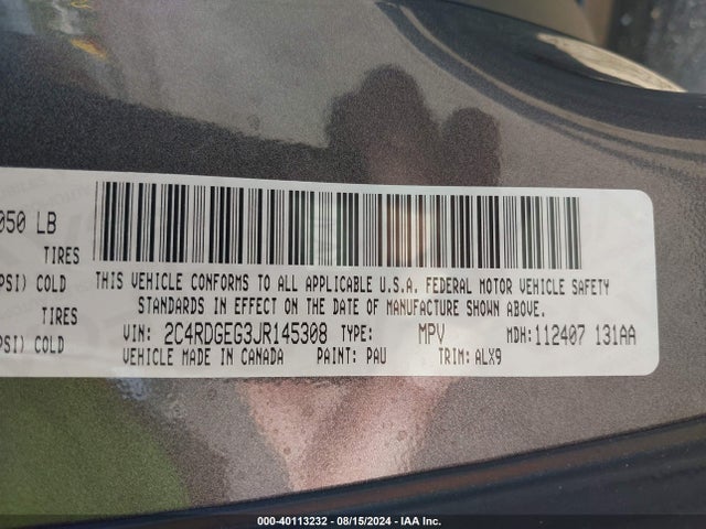 Dodge Grand Caravan Gt 2018 2C4RDGEG3JR145308 Image 9