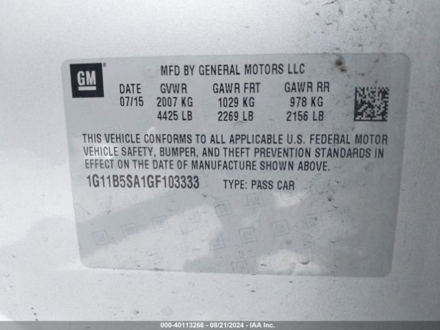 1G11B5SA1GF103333 Chevrolet Malibu Limited Ls