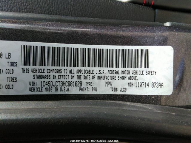 1C4SDJCT3HC681628 Dodge Durango R/t Awd