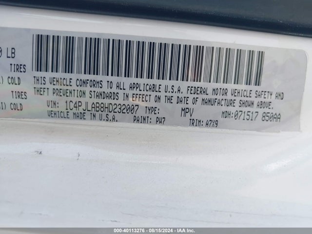 1C4PJLAB8HD232007 Jeep Cherokee Sport Fwd