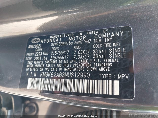 Hyundai Kona Sel 2022 KM8K62AB3NU812990 Image 9