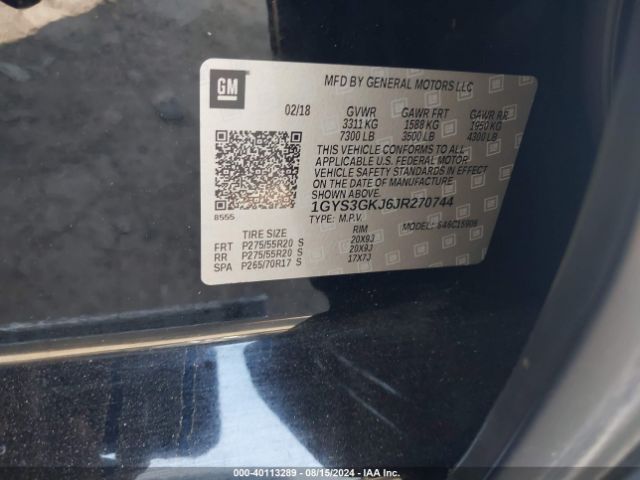 1GYS3GKJ6JR270744 Cadillac Escalade Esv Standard