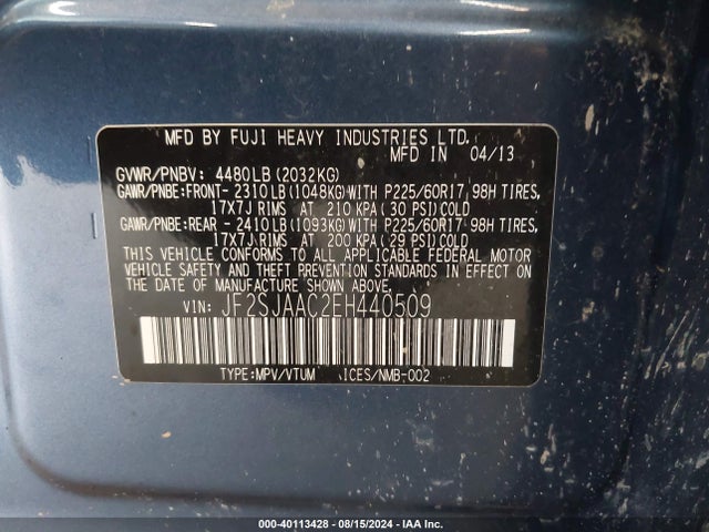 JF2SJAAC2EH440509 Subaru Forester 2.5i