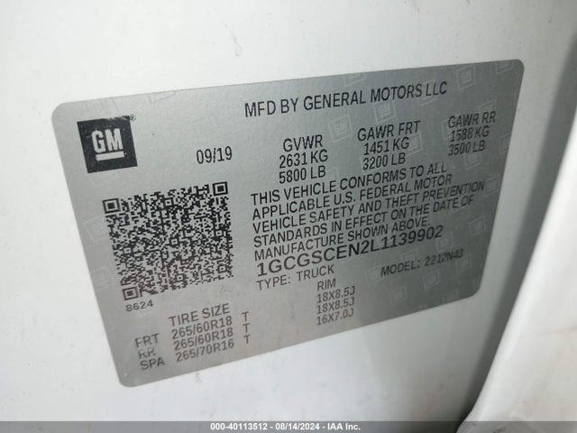 1GCGSCEN2L1139902 Chevrolet Colorado 2wd  Short Box Lt
