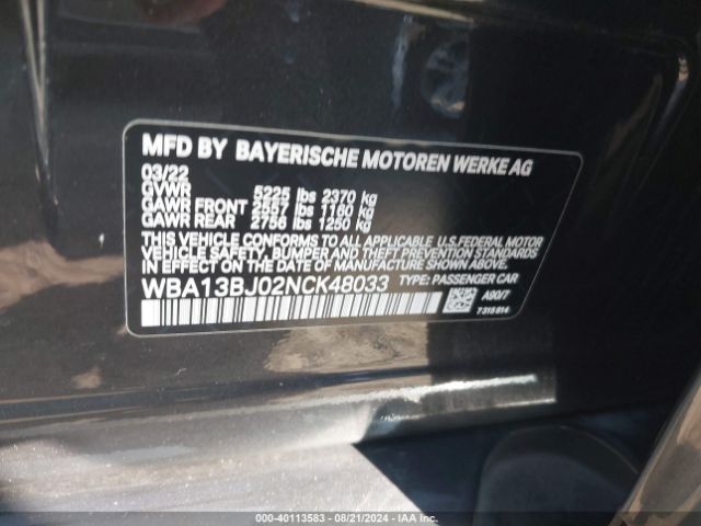 WBA13BJ02NCK48033 BMW 530 I Xdrive