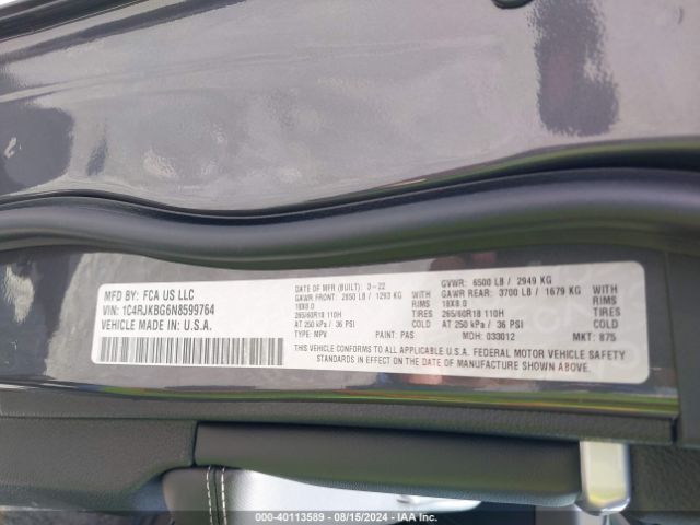 1C4RJKBG6N8599764 Jeep Grand Cherokee L Limited 4x4