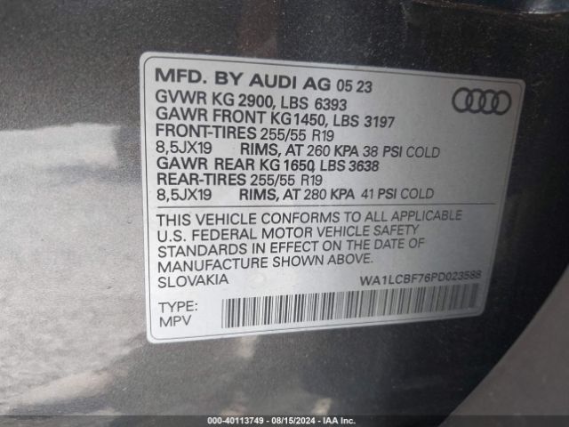 WA1LCBF76PD023588 Audi Q7 Premium Plus 45 Tfsi Quattro Tiptronic