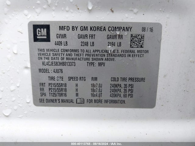 Buick Encore Preferred 2017 KL4CJESB3HB013373 Image 9