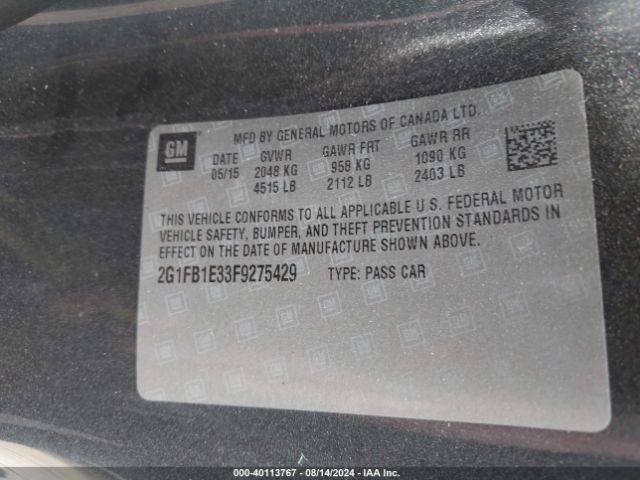 2G1FB1E33F9275429 Chevrolet Camaro 2ls