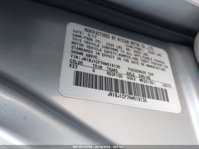 JN1BJ1CP7HW019130 Nissan Rogue Sport S