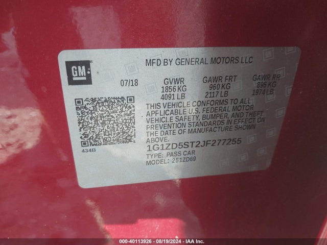 Chevrolet MALIBU LT 2018 1G1ZD5ST2JF277255 Image 9