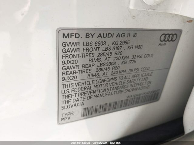 WA1VAAF7XHD035527 Audi Q7 3.0t Premium
