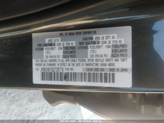JM3KE4BY3G0726778 Mazda CX-5 SPORT