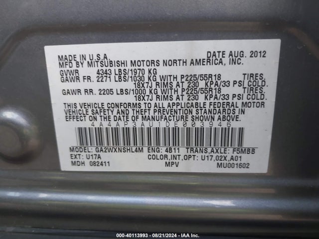 2013 MITSUBISHI OUTLANDER SPORT 4A4AP3AU1DE003946 Photo 8