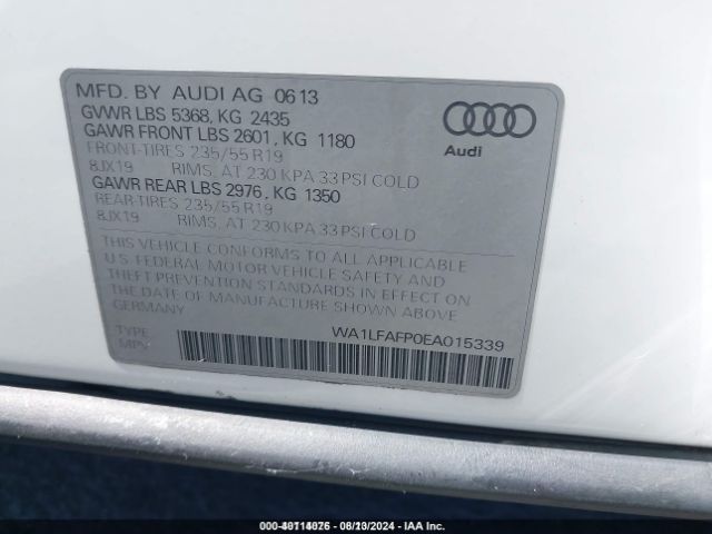 WA1LFAFP0EA015339 Audi Q5 2.0t Premium