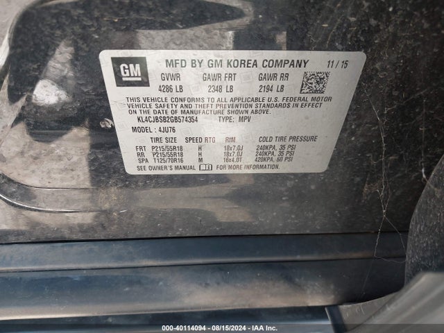 Buick Encore Convenience 2016 KL4CJBSB2GB574354 Image 9
