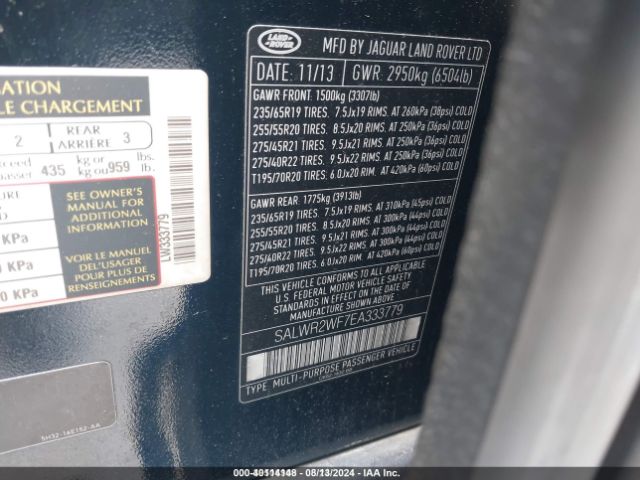 SALWR2WF7EA333779 Land Rover Range Rover Sport 3.0l V6 Supercharged Hse