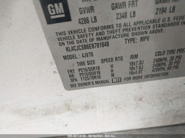 KL4CJCSB6EB781848 Buick Encore Leather