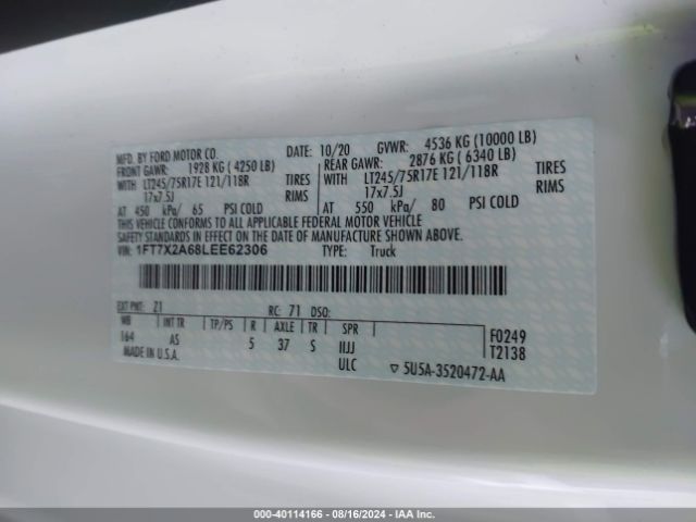 1FT7X2A68LEE62306 Ford F-250 Xl