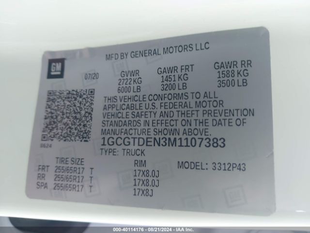 1GCGTDEN3M1107383 Chevrolet Colorado 4wd  Short Box Z71
