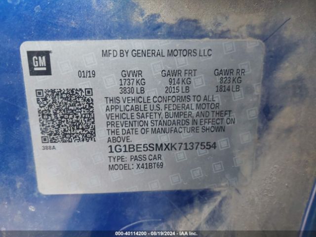 1G1BE5SMXK7137554 Chevrolet CRUZE LT