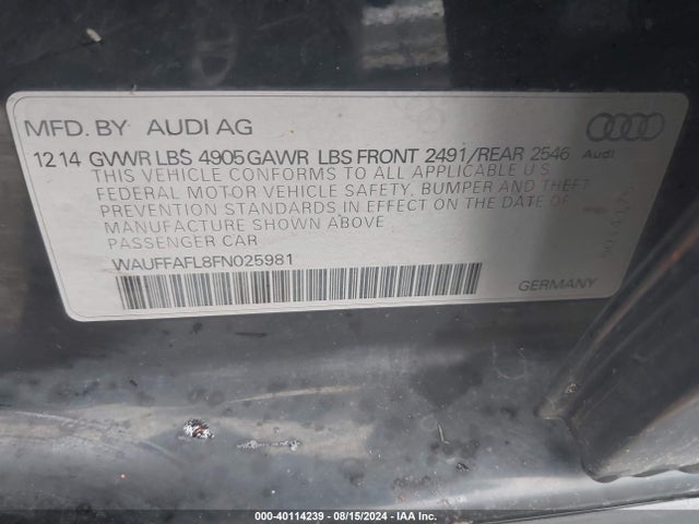 Audi A4 2.0t Premium 2015 WAUFFAFL8FN025981 Image 9