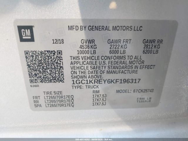 1GC1KREY6KF196317 Chevrolet Silverado 2500hd Wt