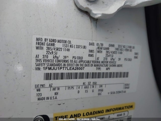 Ford Expedition King Ranch 2020 1FMJU1PT7LEA28007 Image 9