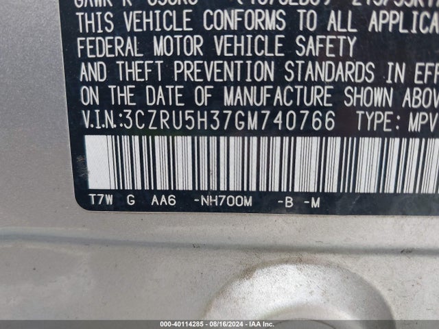 Honda HR-V LX 2016 3CZRU5H37GM740766 Image 9