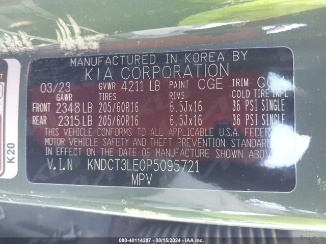 KIA NIRO SX 2023 KNDCT3LE0P5095721 Image 9