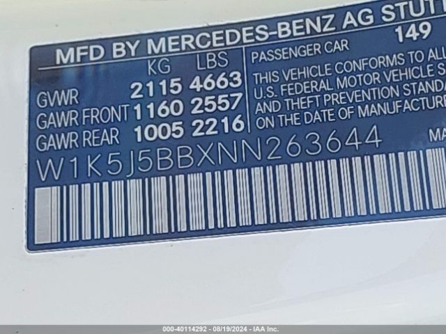 W1K5J5BBXNN263644 Mercedes-Benz Amg Cla 35 4matic