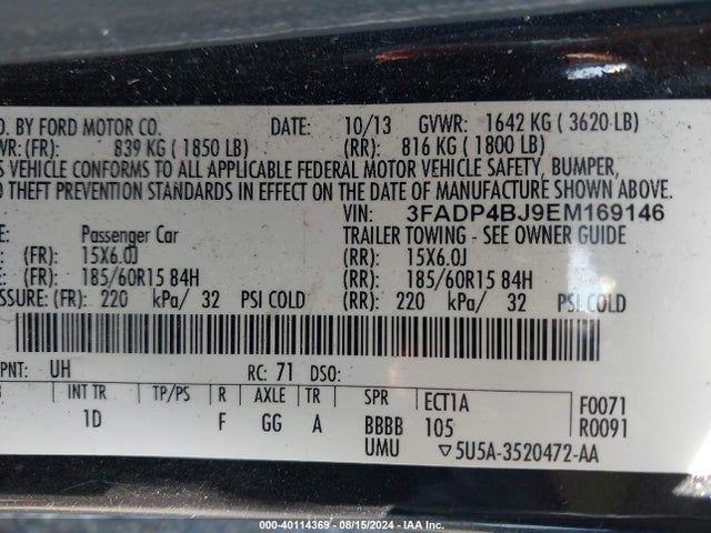 Ford FIESTA SE 2014 3FADP4BJ9EM169146 Image 9
