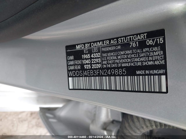 Mercedes-Benz CLA 250 2015 WDDSJ4EB3FN249885 Image 9