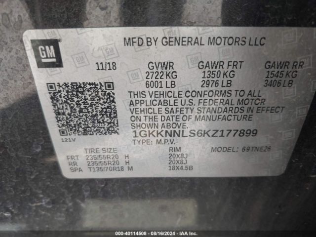 1GKKNNLS6KZ177899 GMC Acadia Slt-2