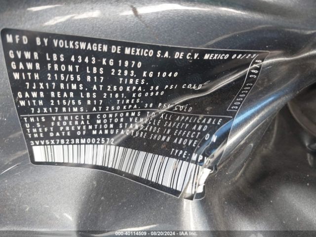 3VV5X7B23RM002572 Volkswagen Taos 1.5t S