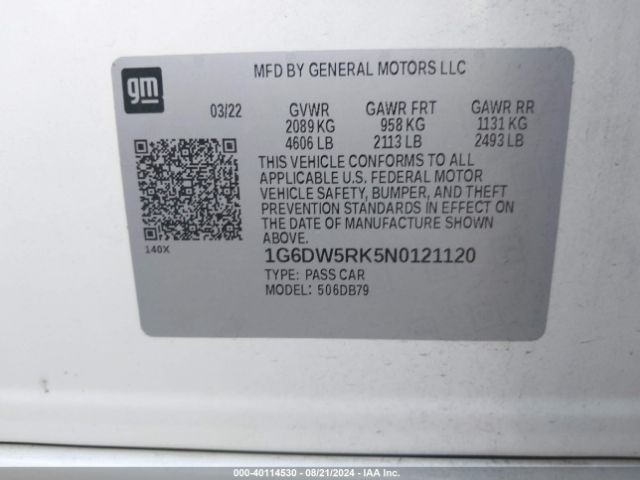 1G6DW5RK5N0121120 Cadillac CT5 LUXURY