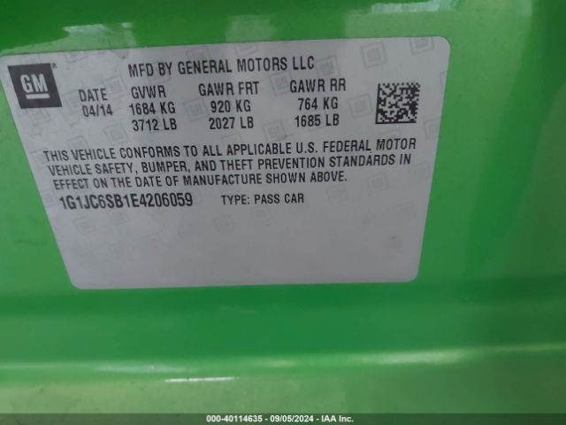 1G1JC6SB1E4206059 Chevrolet Sonic Lt Auto