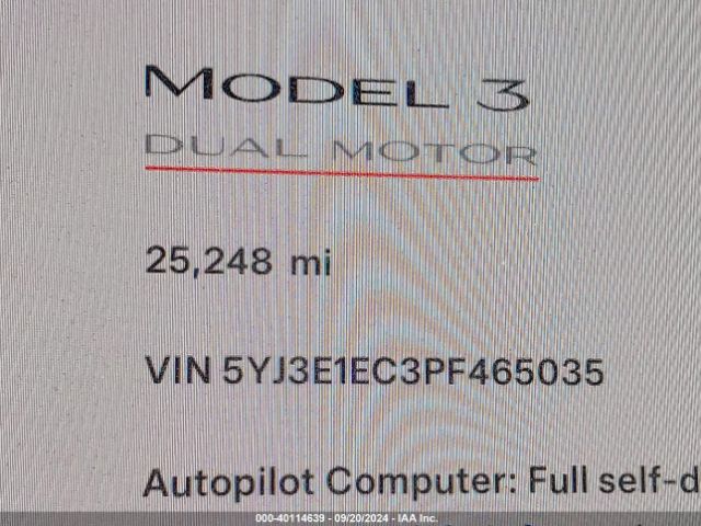 5YJ3E1EC3PF465035 Tesla Model 3 Performance Dual Motor All-wheel Drive