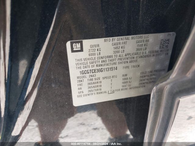 1GCGTCE36G1131514 Chevrolet Colorado Lt