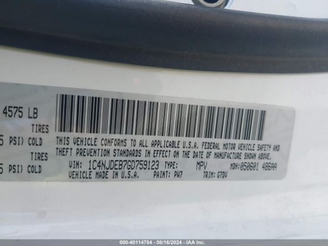 1C4NJDEB7GD759123 Jeep Compass Latitude