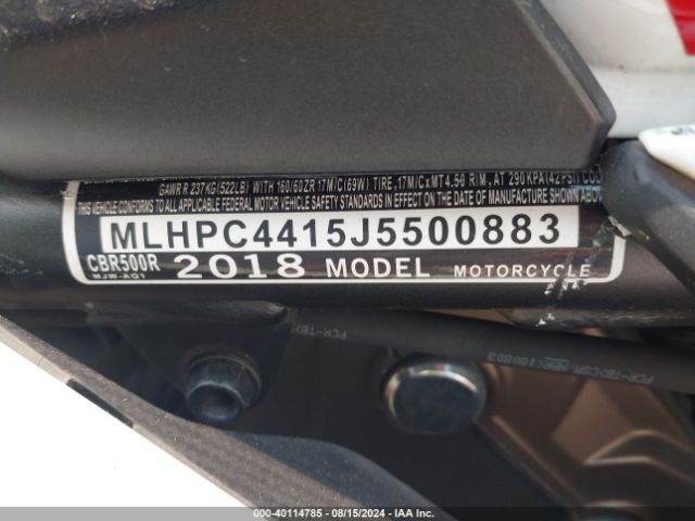2018 HONDA CBR500 MLHPC4415J5500883 Photo 9