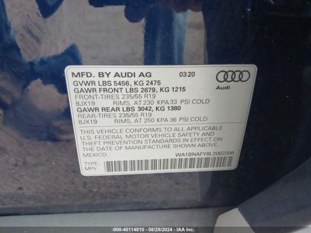 WA1BNAFY8L2082396 Audi Q5 Premium Plus 45 Tfsi Quattro S Tronic
