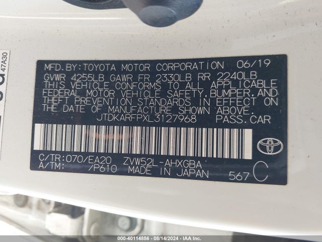 Toyota Prius Prime Limited 2020 JTDKARFPXL3127968 Image 9