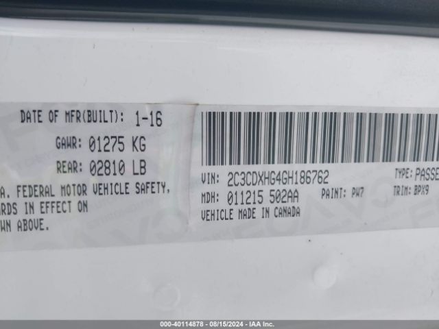 2C3CDXHG4GH186762 Dodge Charger Sxt
